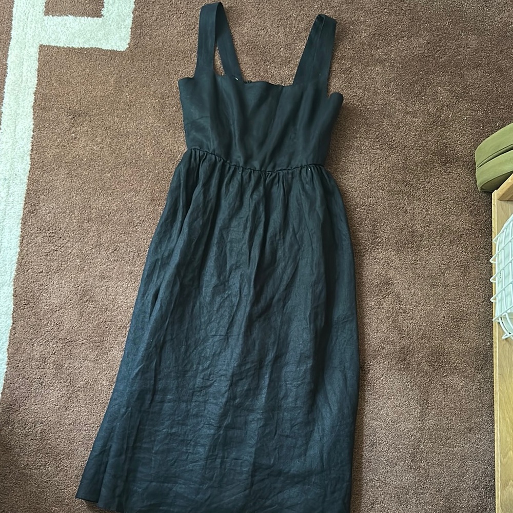 Quince black linen dress size S
